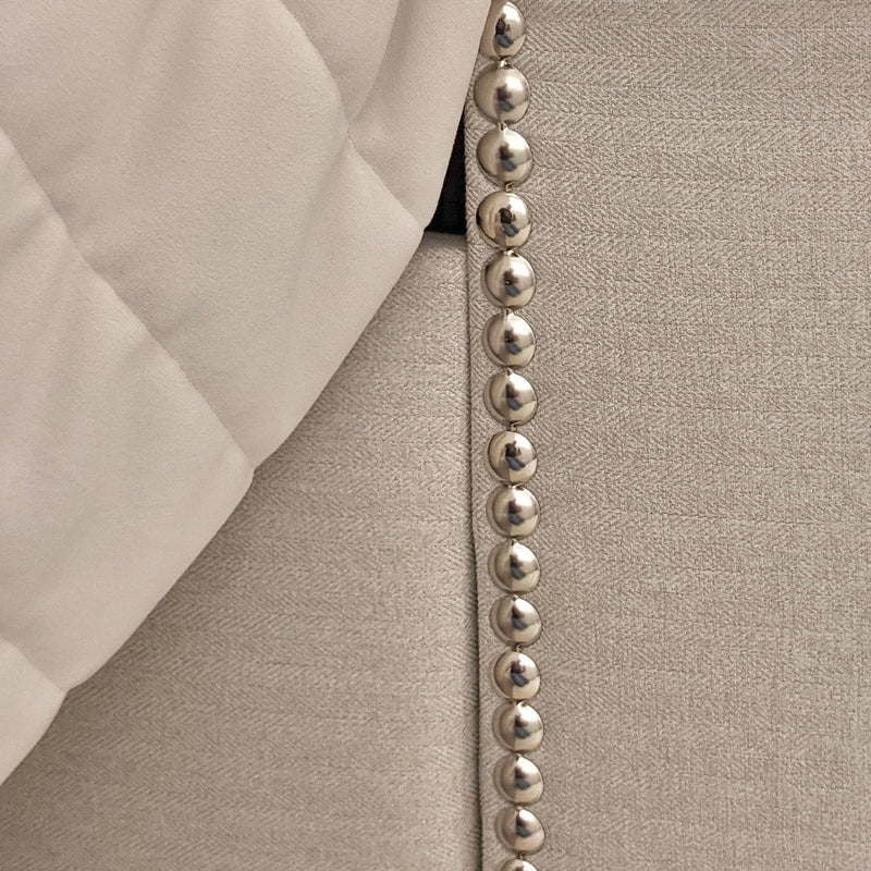 Evie Classic Luxury Grey Tweed Buttoned Silver Stud Wing Chunky Bed