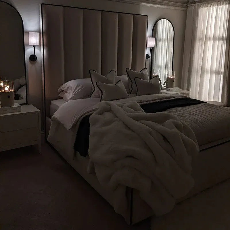 Hugo Luxury Tall Panelled Bed With Contrast Piping