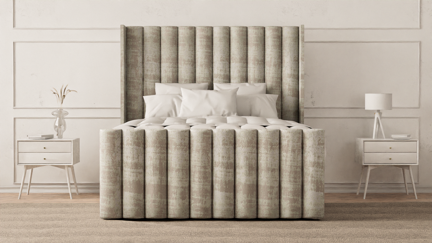 Lined Wingback Bed Frame