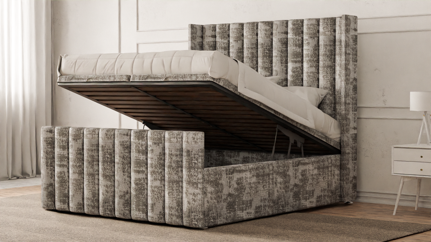 Lined Wingback Bed Frame