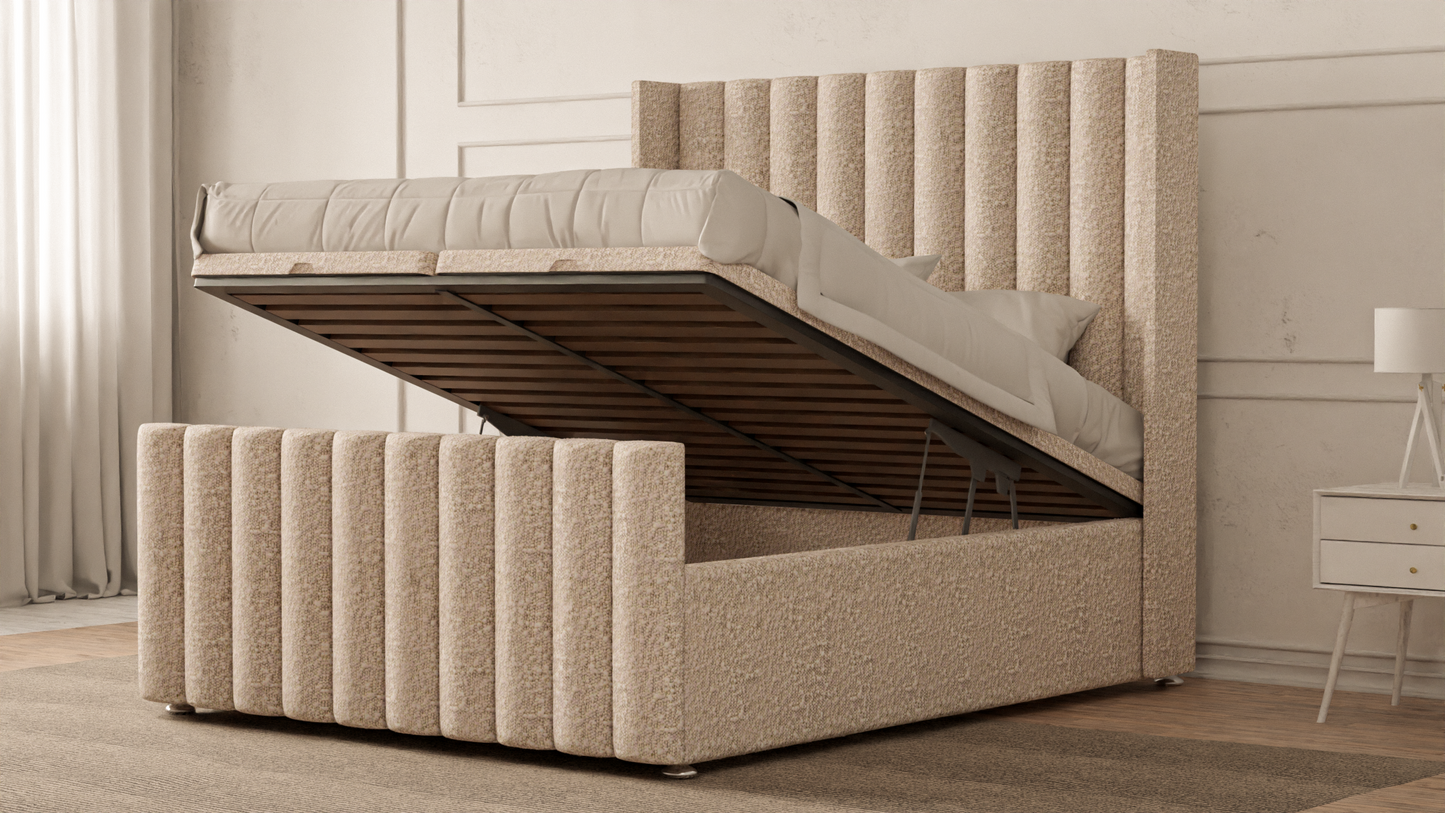 Lined Wingback Bed Frame
