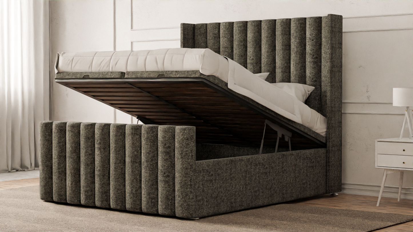 Lined Wingback Bed Frame