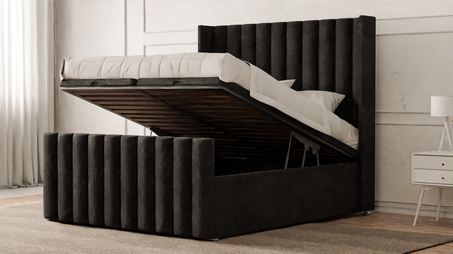 Lined Wingback Bed Frame