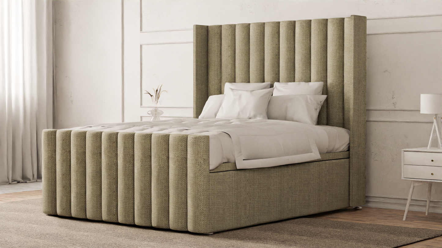 Lined Wingback Bed Frame