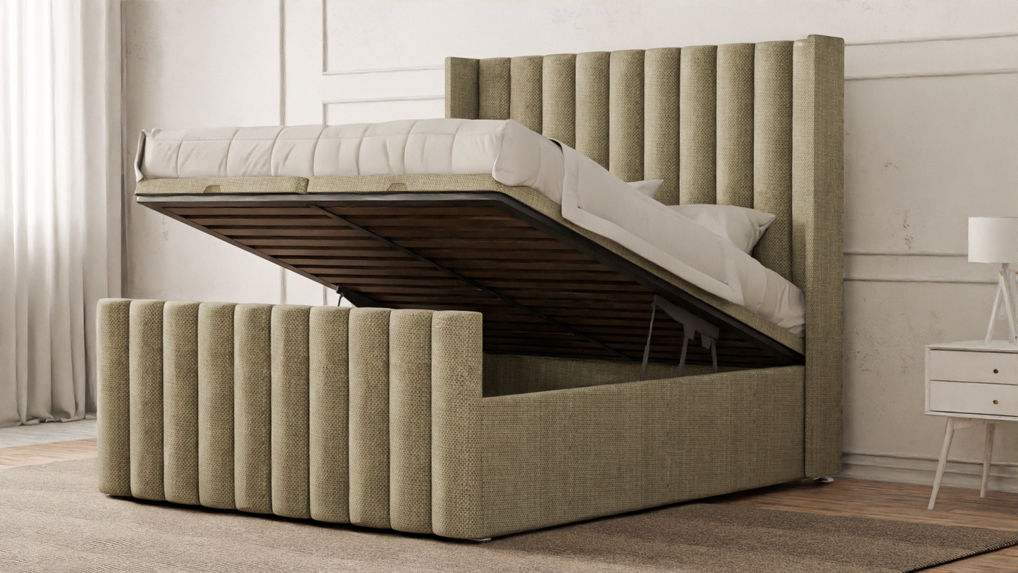 Lined Wingback Bed Frame