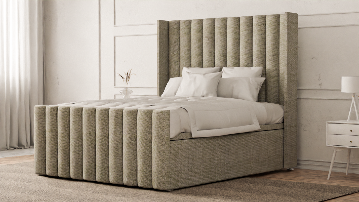 Lined Wingback Bed Frame