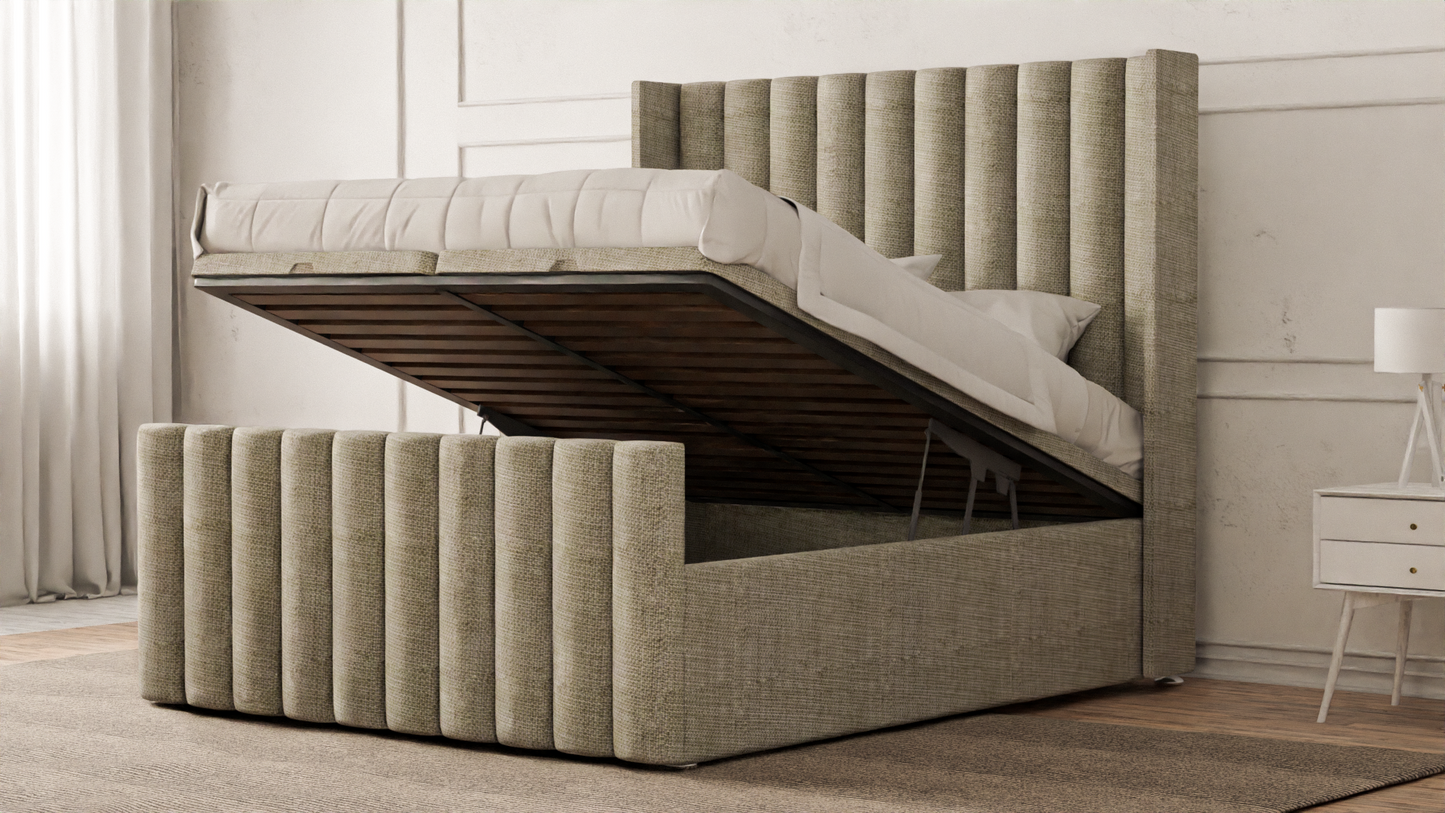 Lined Wingback Bed Frame