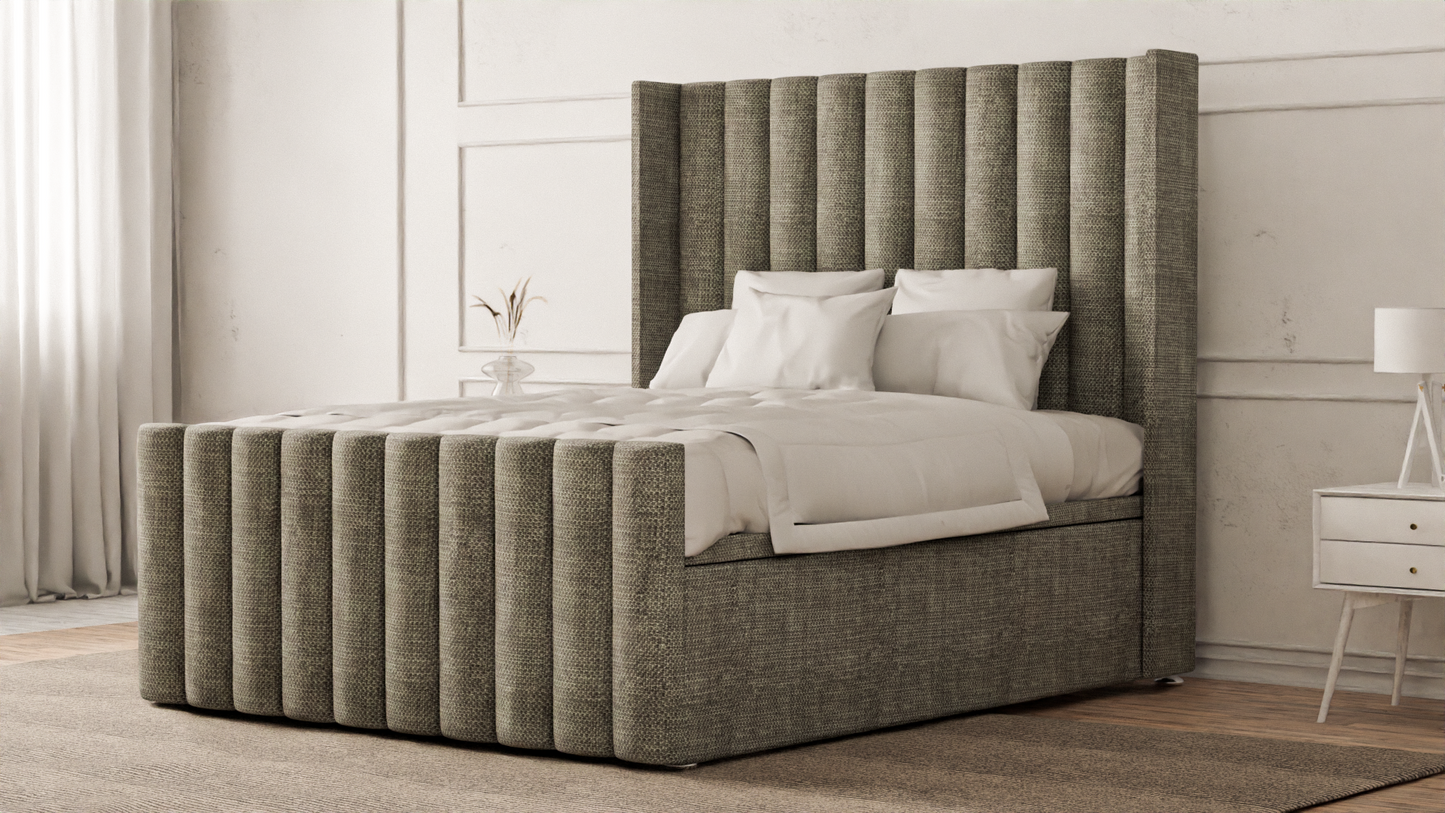 Lined Wingback Bed Frame