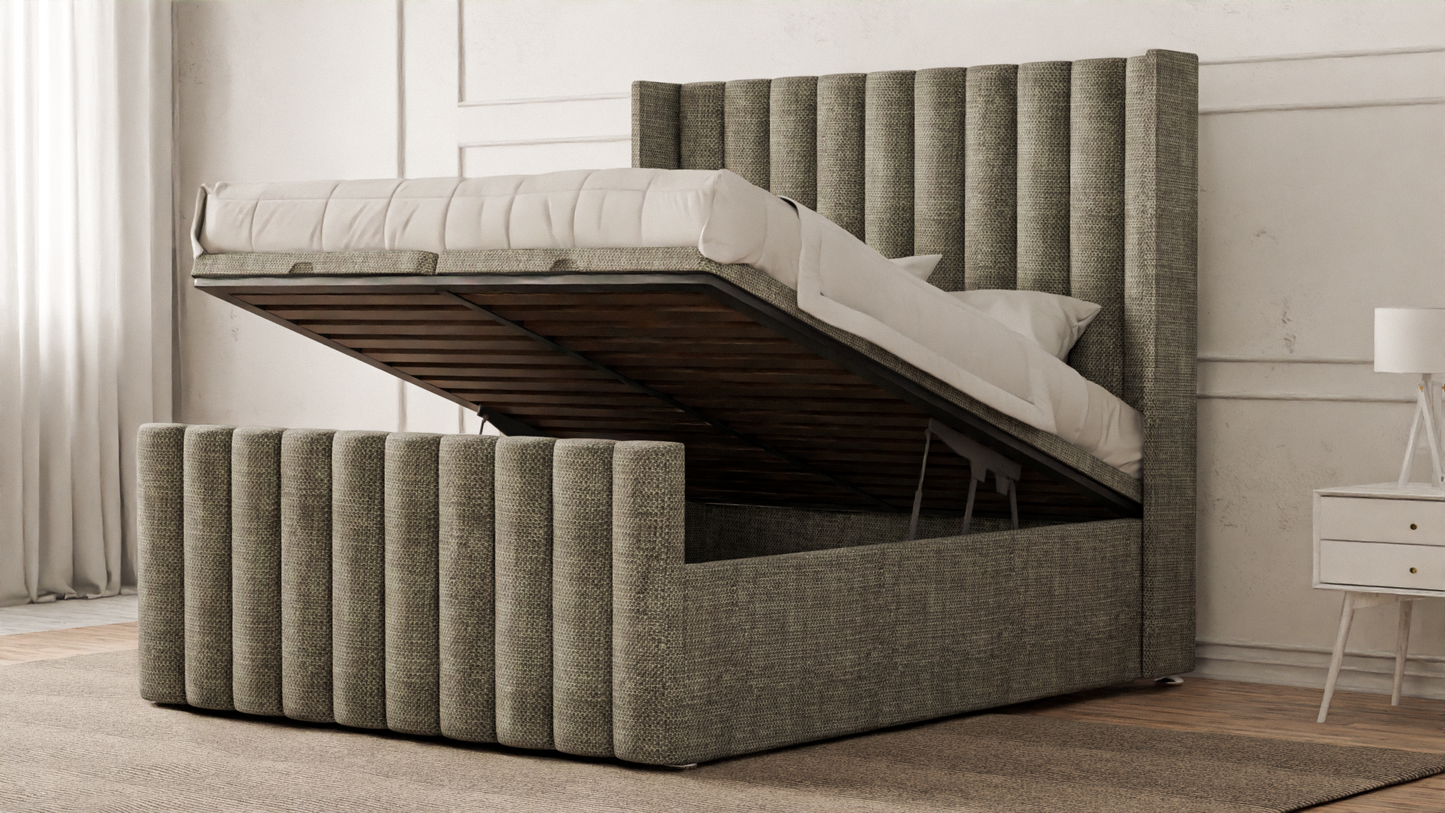 Lined Wingback Bed Frame