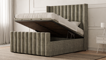 Lined Wingback Bed Frame