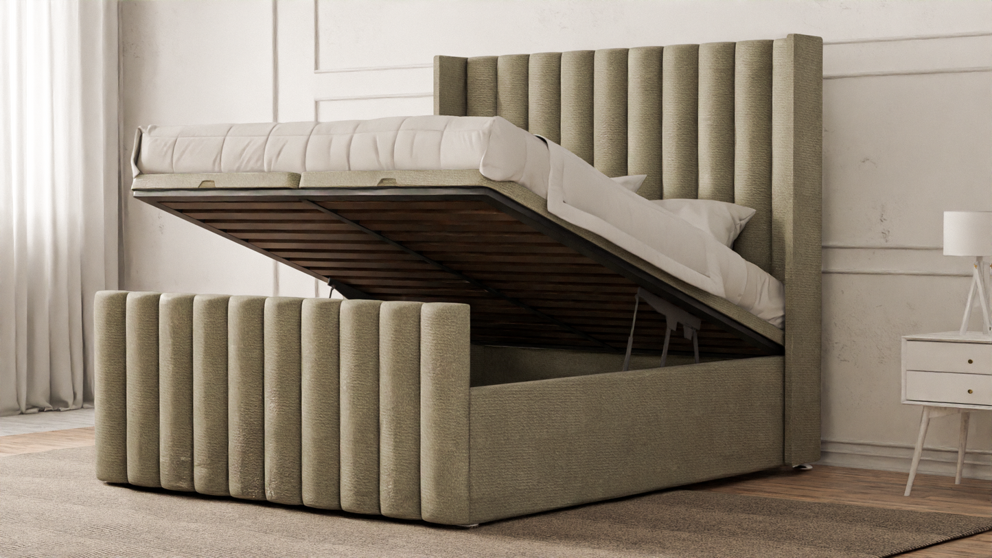 Lined Wingback Bed Frame