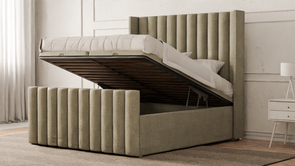 Lined Wingback Bed Frame