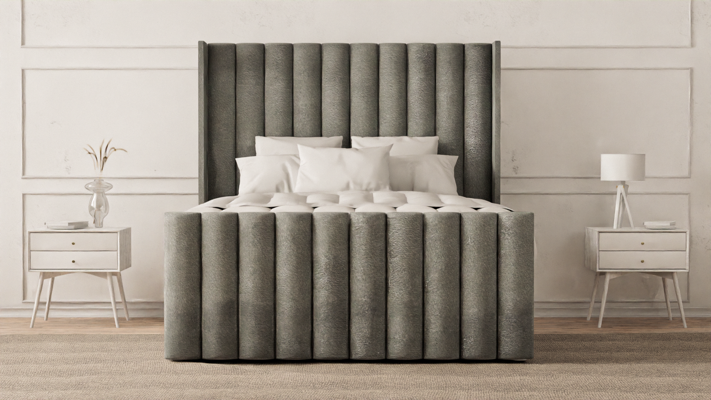 Lined Wingback Bed Frame