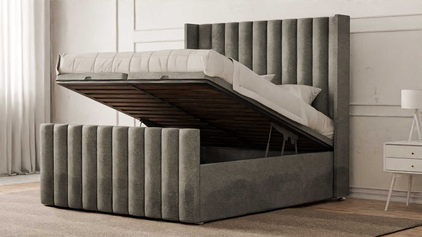 Lined Wingback Bed Frame