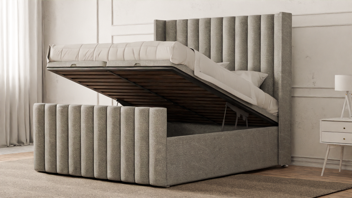 Lined Wingback Bed Frame