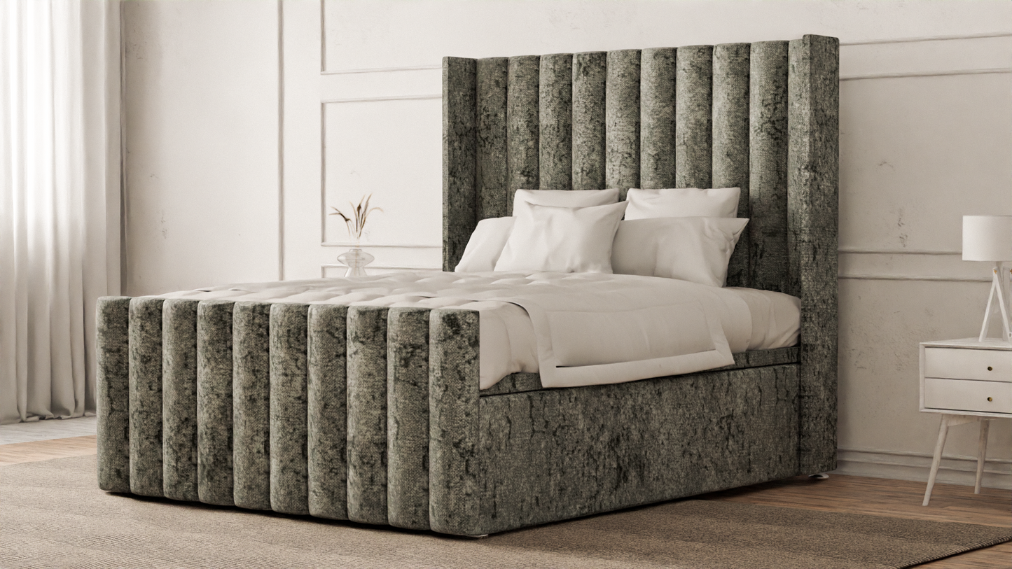 Lined Wingback Bed Frame