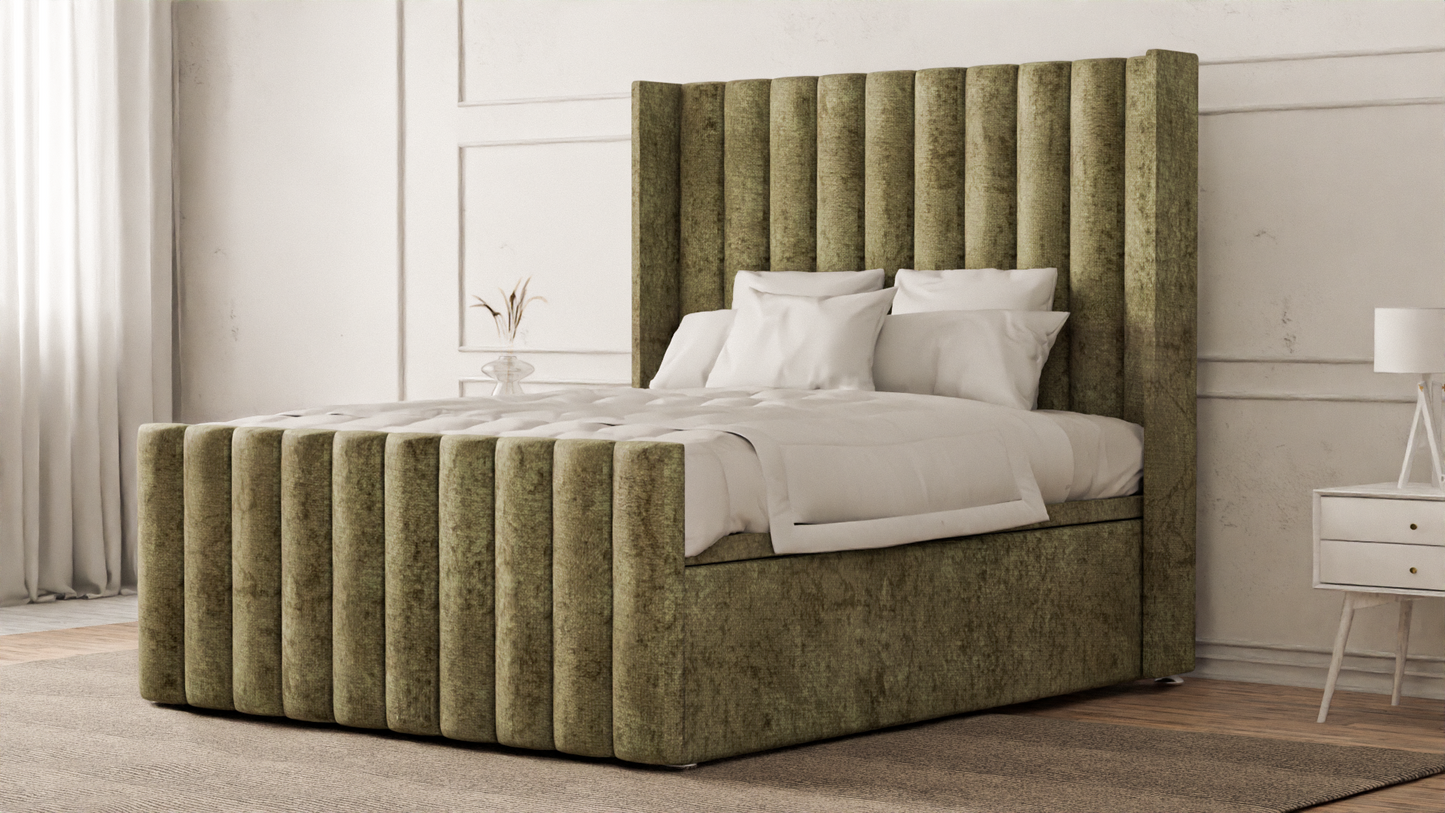 Lined Wingback Bed Frame