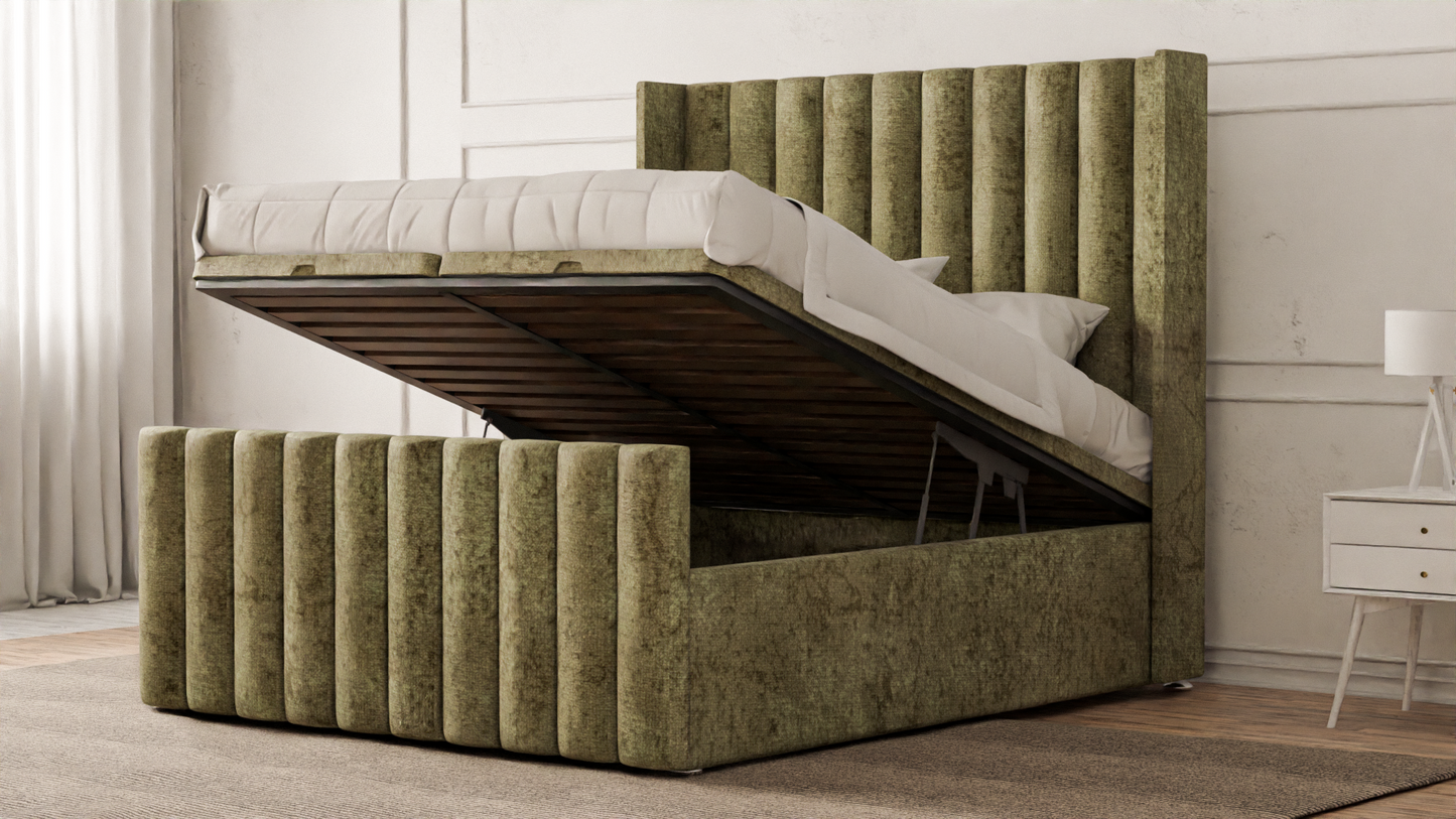 Lined Wingback Bed Frame