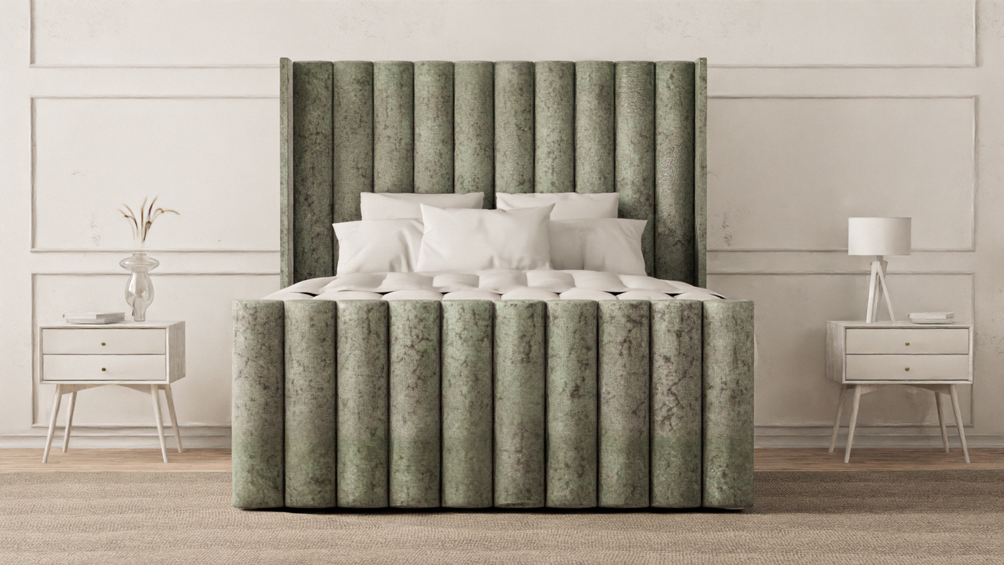Lined Wingback Bed Frame