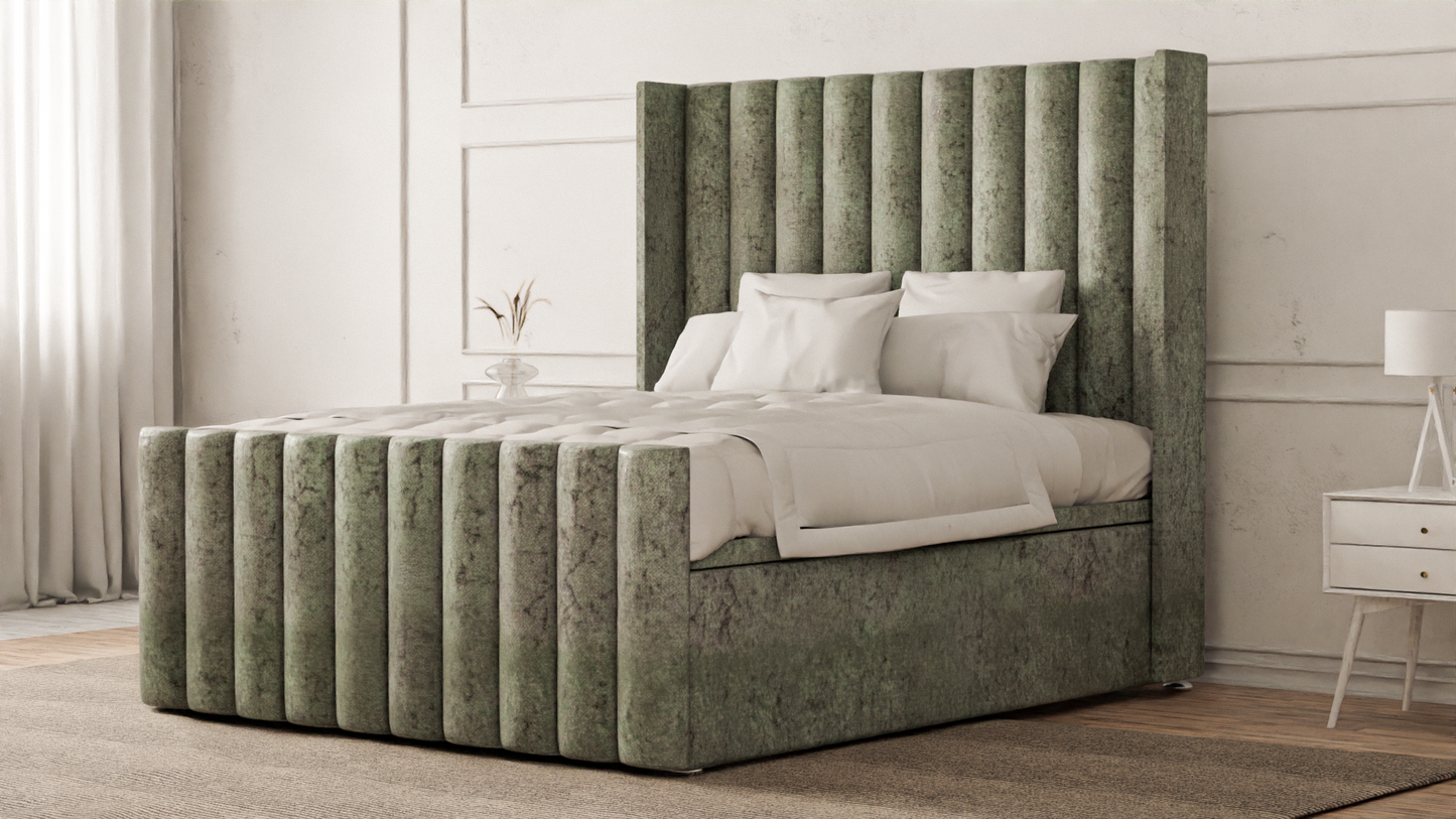 Lined Wingback Bed Frame
