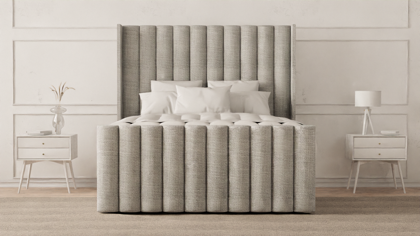 Lined Wingback Bed Frame