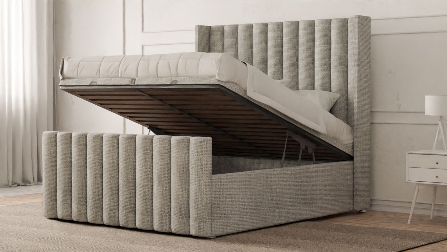 Lined Wingback Bed Frame