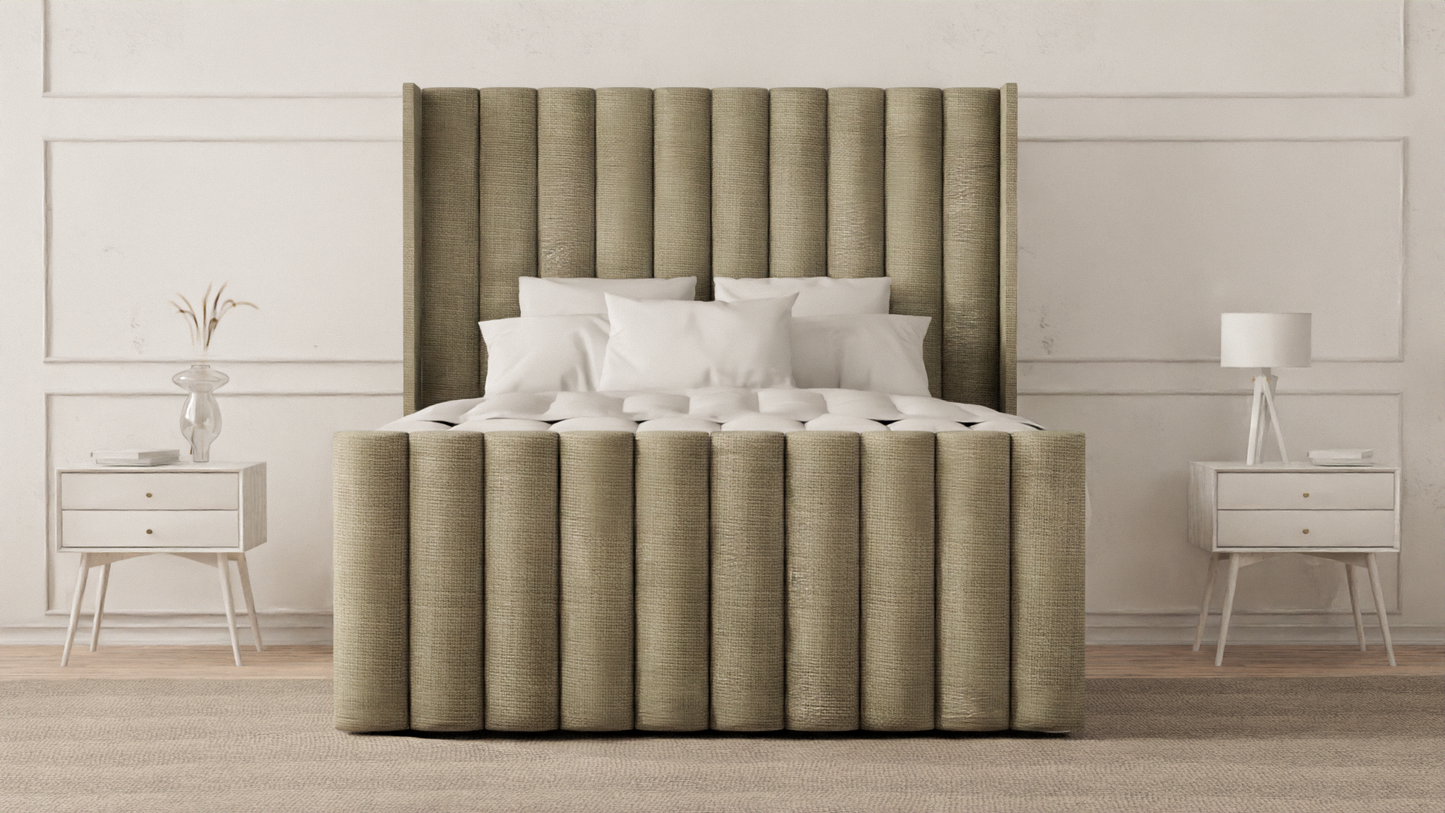 Lined Wingback Bed Frame