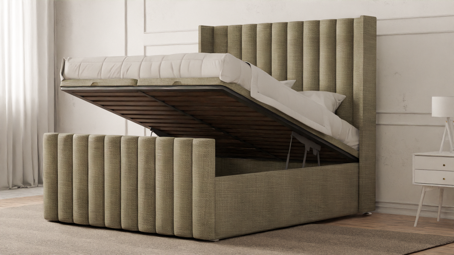 Lined Wingback Bed Frame