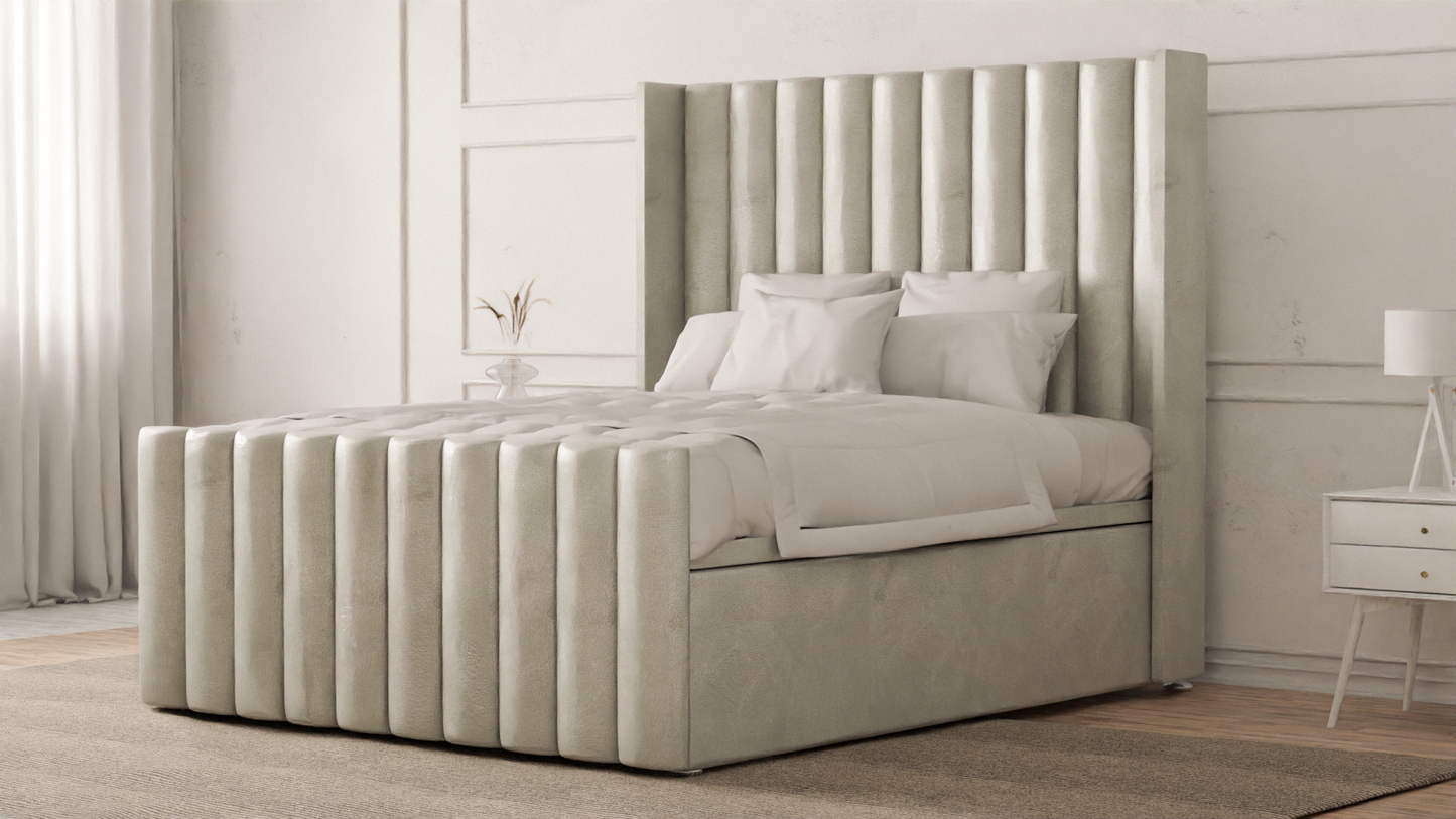 Lined Wingback Bed Frame