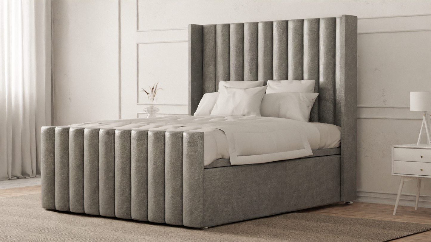 Lined Wingback Bed Frame