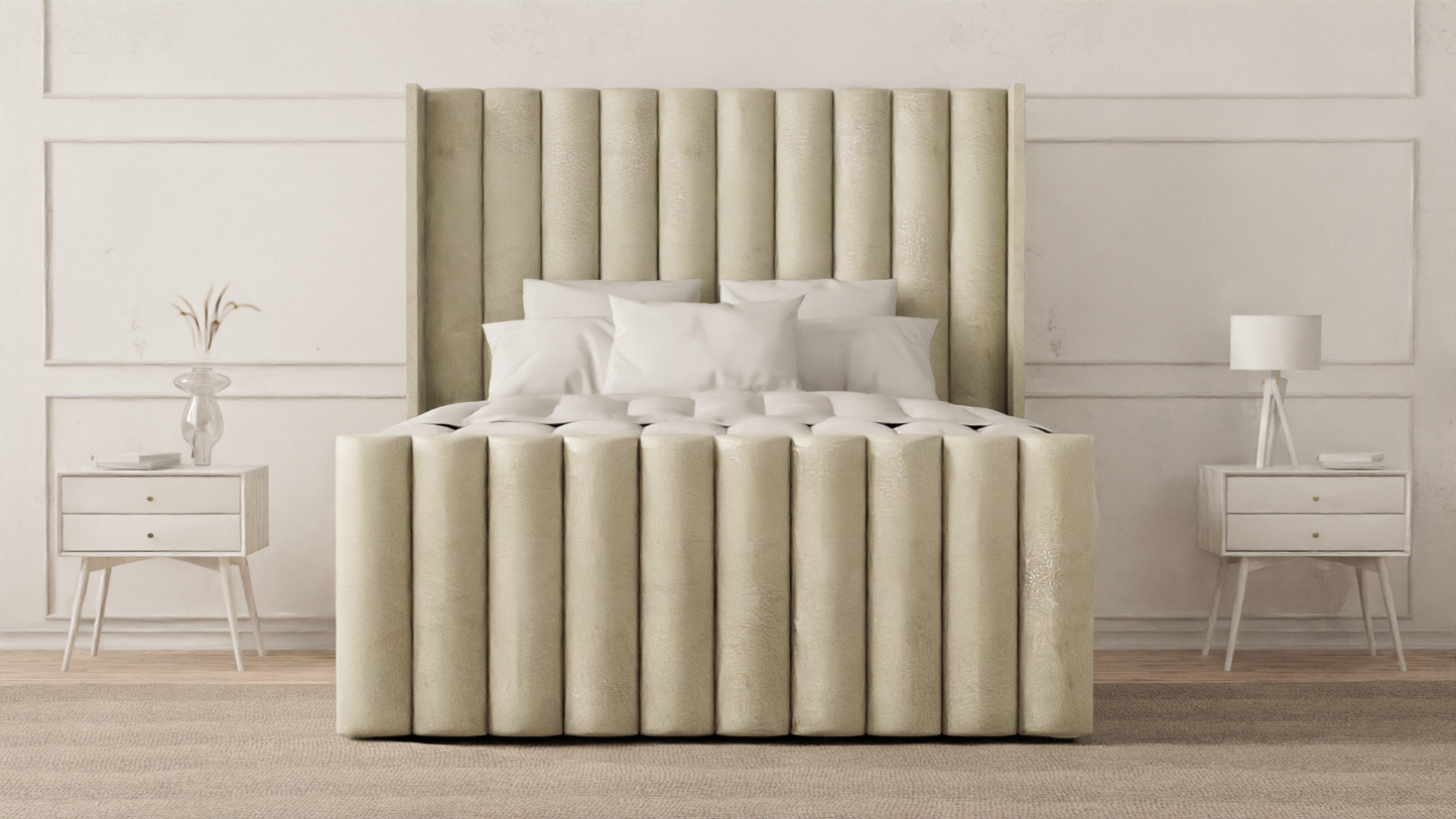 Lined Wingback Bed Frame