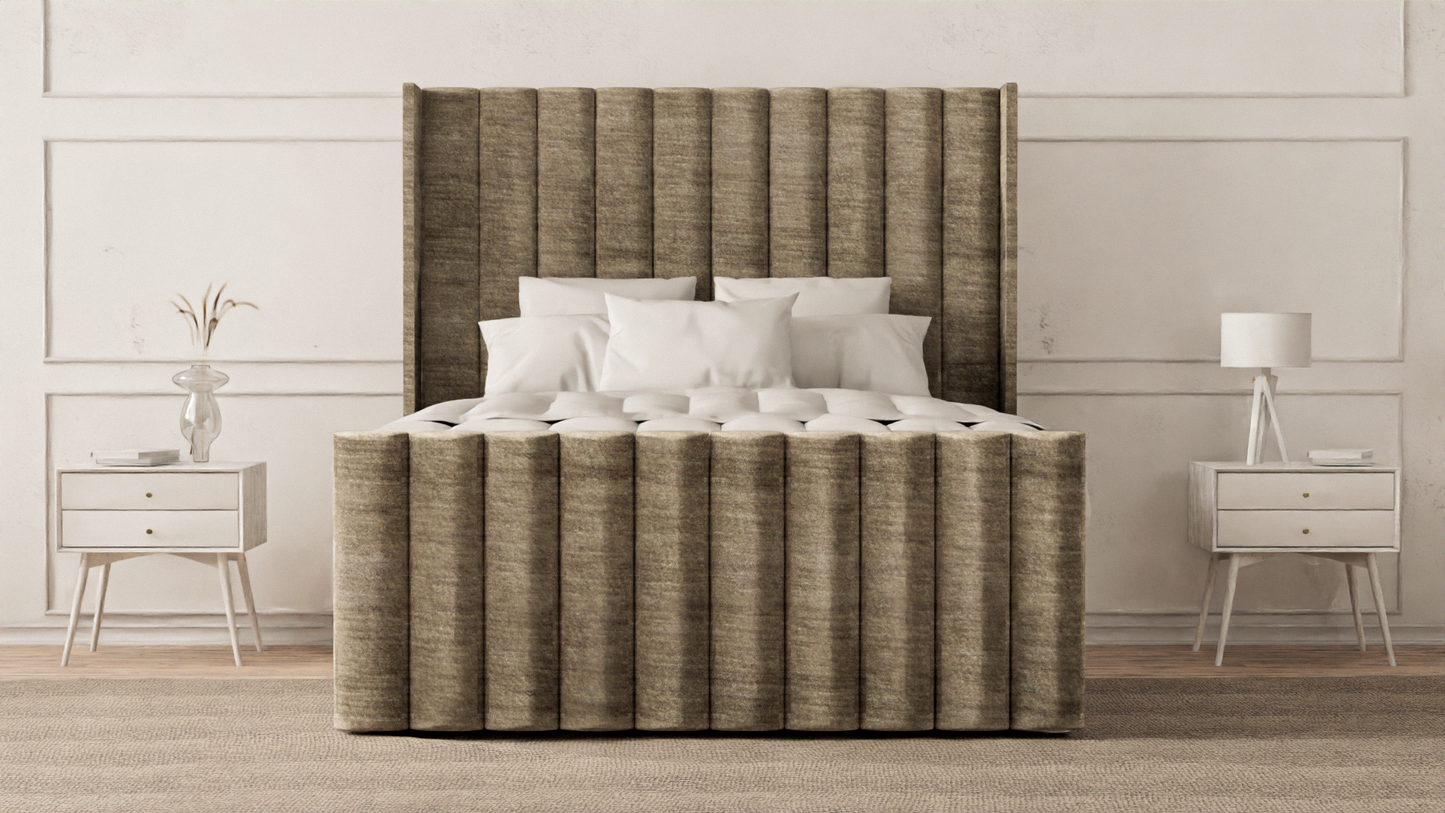 Lined Wingback Bed Frame