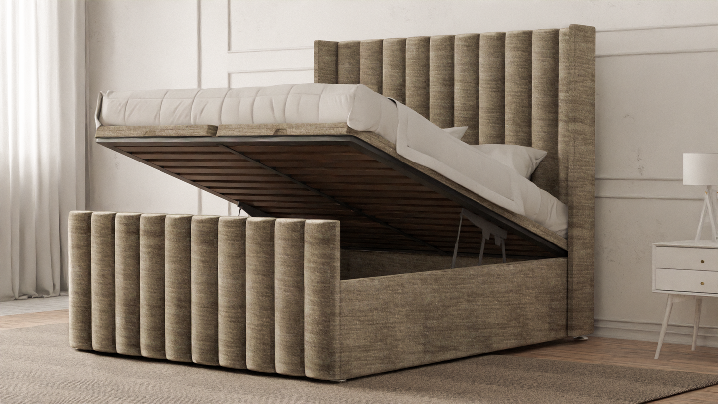 Lined Wingback Bed Frame