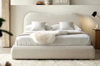 Egerie Curved Headboard Beige Boucle Ottoman Storage Bed