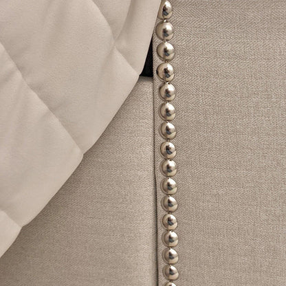 Evie Classic Luxury Grey Tweed Buttoned Silver Stud Wing Chunky Bed
