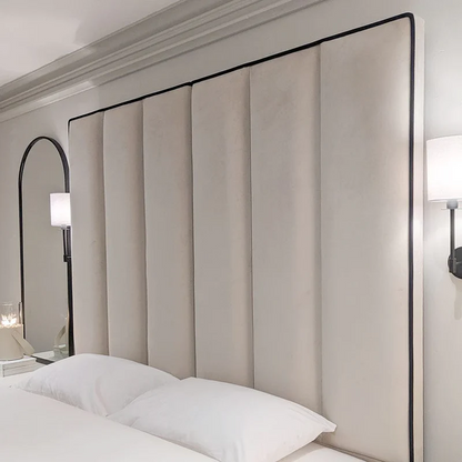 Hugo  Luxury Tall Panelled Bed With Contrast Piping